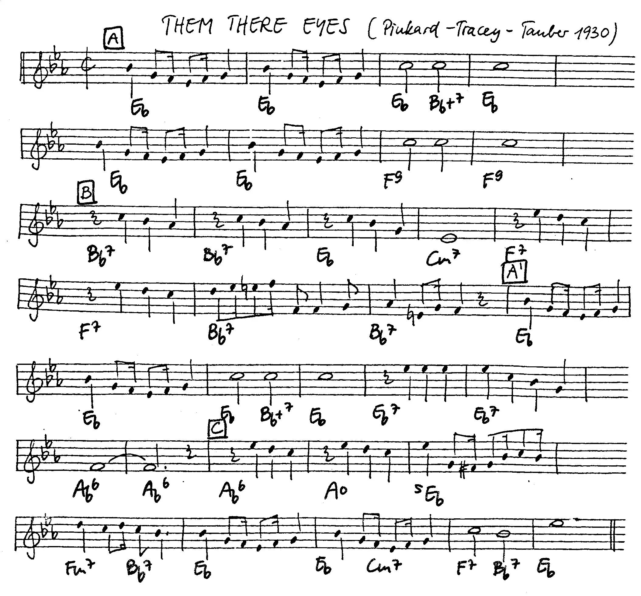 them there eyes free jazz leadsheet - Courtesy of the Jungle Jazz Band